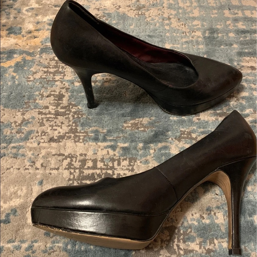 Tamaris Black Leather High Heels Size:9